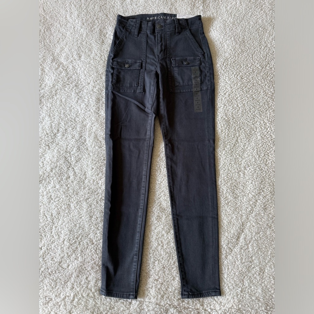 American Eagle High Rise Jegging Next Level Stretch Size 2 (26 Waist) Black Fade